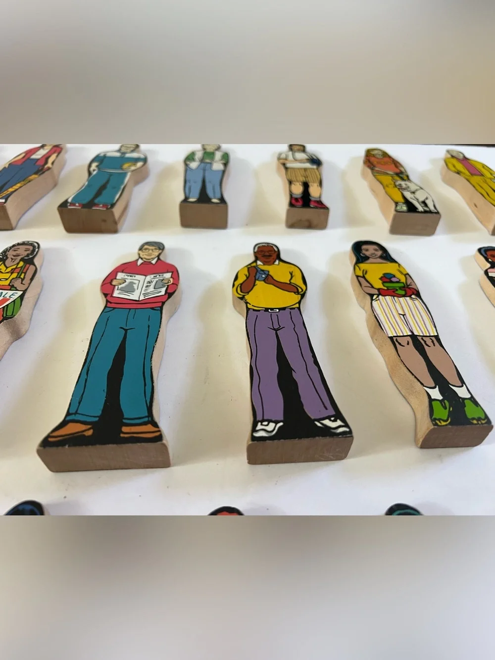 Vintage Wooden People Puzzle Figure Lot of 20 Educational Toy